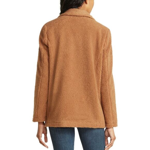 New! JouJou Notch Collar Teddy Boucle Double Breasted Coat Jacket - Picture 2 of 7